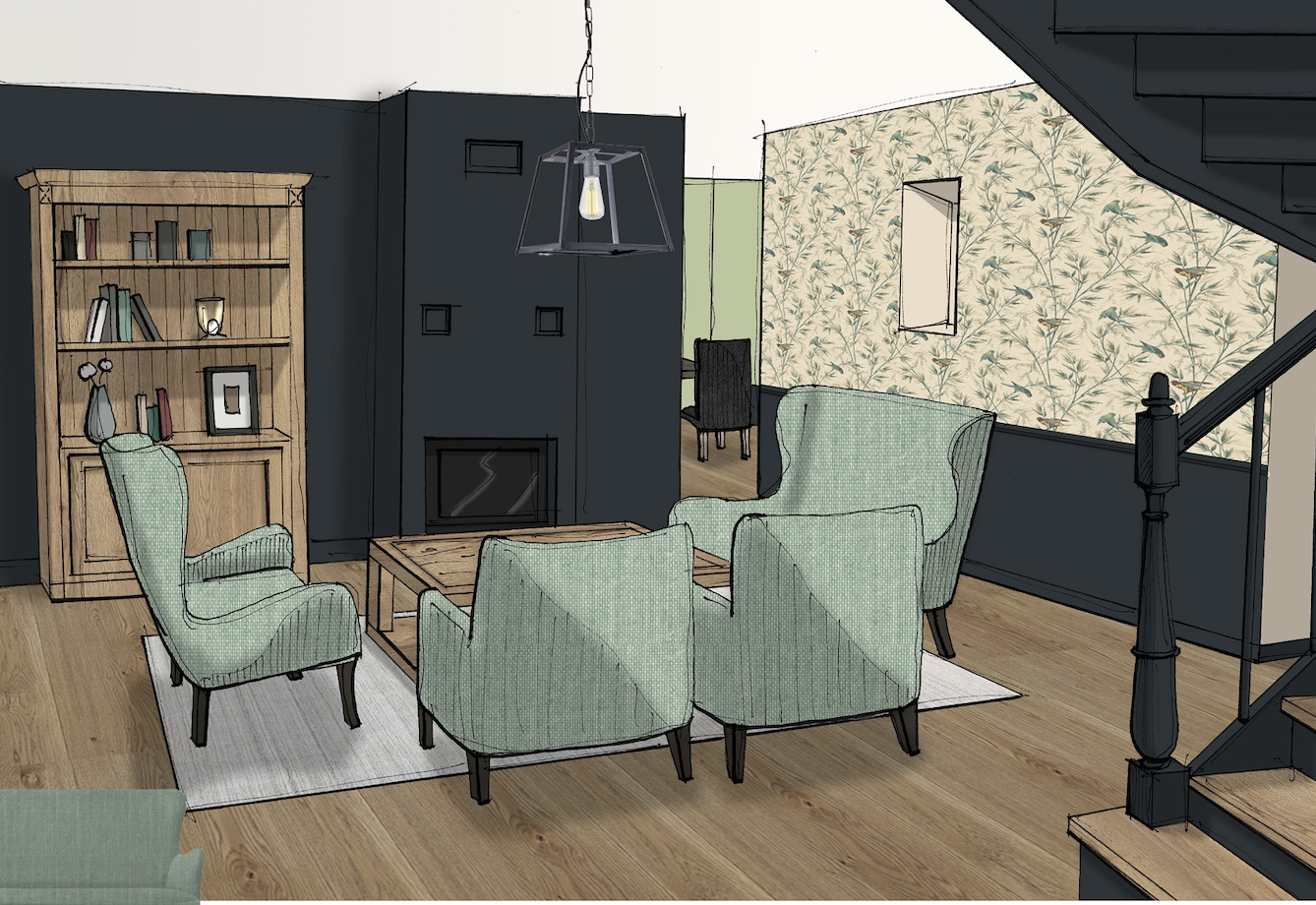 Esquisse couleur réalisée pour un projet client réel