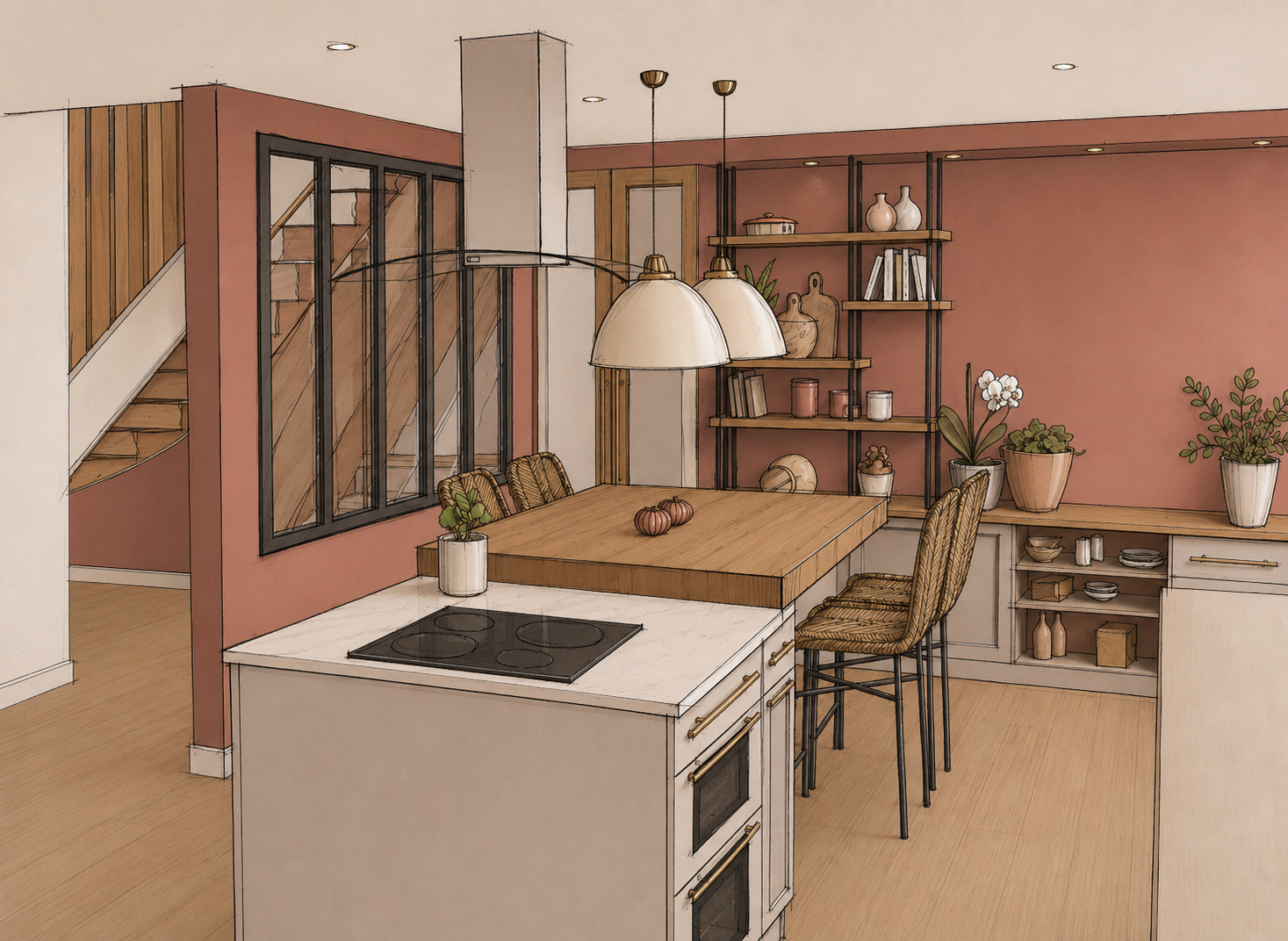 Illustration d'un projet de cuisine, Maison Garance & Isatis