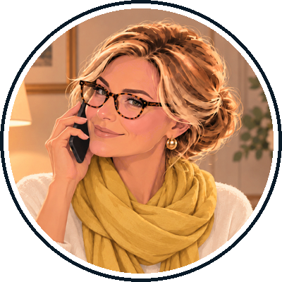 Isatis au téléphone, écharpe jaune moutarde, sûre d’elle : « Pourquoi payer ? Il y a plein de tutos gratuits ! »