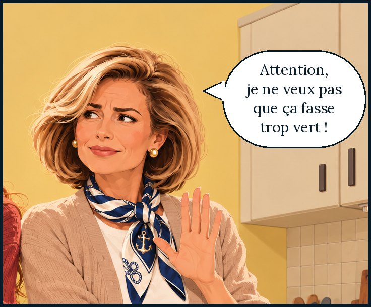 Marie-Françoise : « Attention, je ne veux pas que ça fasse trop vert ! »